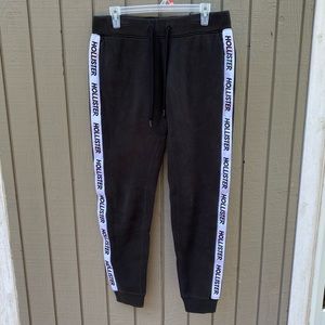 Hollister Black Logo Tape Fleece Joggers - Medium